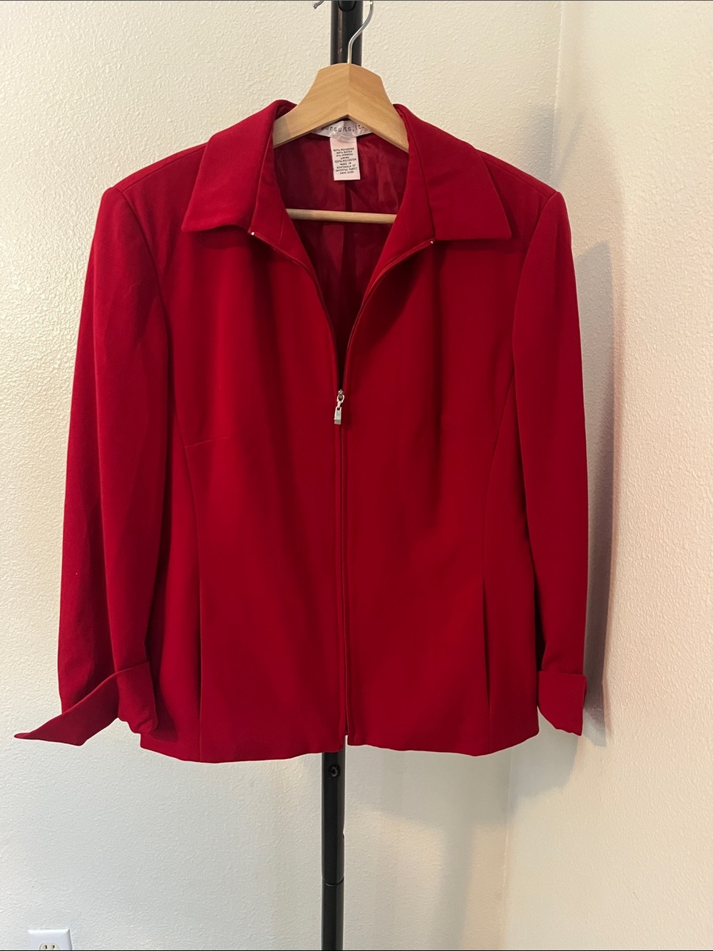 Women's Red Zip-Front Blazer Jacket